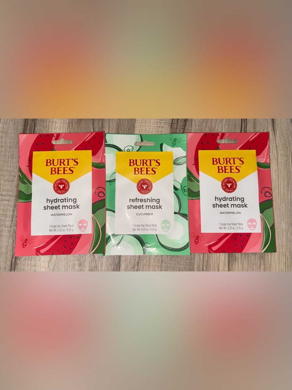 Burt's Bees Refreshing Cucumber Sheet Mask - Green & Yellow Packaging 3pk